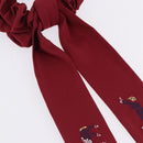 HERMES Shush Hair Tie Silk Knight's Constellation Bordeaux Auth BA14501M-4