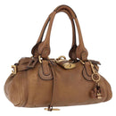 Chloe Paddington Hand Bag Leather Brown Gold Silver Auth BA14503V-1