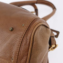 Chloe Paddington Hand Bag Leather Brown Gold Silver Auth BA14503V-17