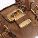 Chloe Paddington Hand Bag Leather Brown Gold Silver Auth BA14503V-18