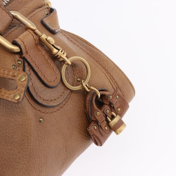 Chloe Paddington Hand Bag Leather Brown Gold Silver Auth BA14503V