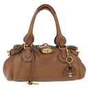 Chloe Paddington Hand Bag Leather Brown Gold Silver Auth BA14503V-13