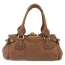 Chloe Paddington Hand Bag Leather Brown Gold Silver Auth BA14503V-2