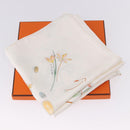 HERMES Carre 90 Scarf Silk White Auth BA14507-18