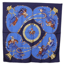 HERMES Carre 90 Scarf ”Pampa” Silk Blue Auth BA14508-1