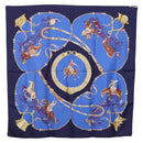 HERMES Carre 90 Scarf ”Pampa” Silk Blue Auth BA14508-13