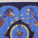 HERMES Carre 90 Scarf ”Pampa” Silk Blue Auth BA14508-3