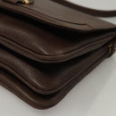 BALLY Shoulder Bag Leather Dark Brown Gold Auth BA1451-9
