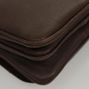 BALLY Shoulder Bag Leather Dark Brown Gold Auth BA1451-15