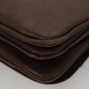 BALLY Shoulder Bag Leather Dark Brown Gold Auth BA1451-16