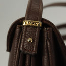 BALLY Shoulder Bag Leather Dark Brown Gold Auth BA1451-17
