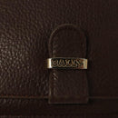 BALLY Shoulder Bag Leather Dark Brown Gold Auth BA1451-18