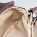 BALLY Shoulder Bag Leather Dark Brown Gold Auth BA1451-20