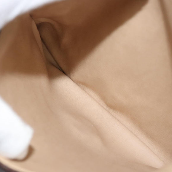 BALLY Shoulder Bag Leather Dark Brown Gold Auth BA1451