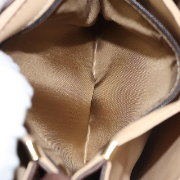 BALLY Shoulder Bag Leather Dark Brown Gold Auth BA1451