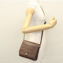 BALLY Shoulder Bag Leather Dark Brown Gold Auth BA1451-26