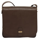 BALLY Shoulder Bag Leather Dark Brown Gold Auth BA1451-13