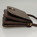 BALLY Shoulder Bag Leather Dark Brown Gold Auth BA1451-3