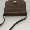 BALLY Shoulder Bag Leather Dark Brown Gold Auth BA1451-6