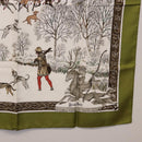HERMES Carre 90 Scarf Silk Green Auth BA14512M-10