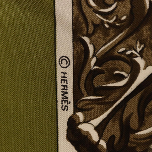 HERMES Carre 90 Scarf Silk Green Auth BA14512M