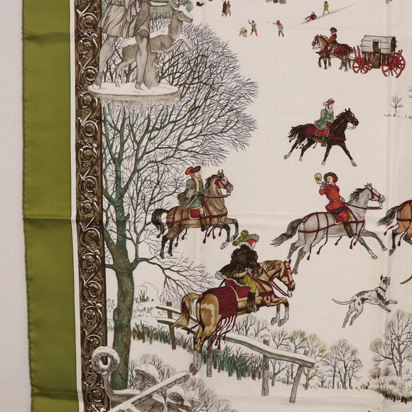 HERMES Carre 90 Scarf Silk Green Auth BA14512M