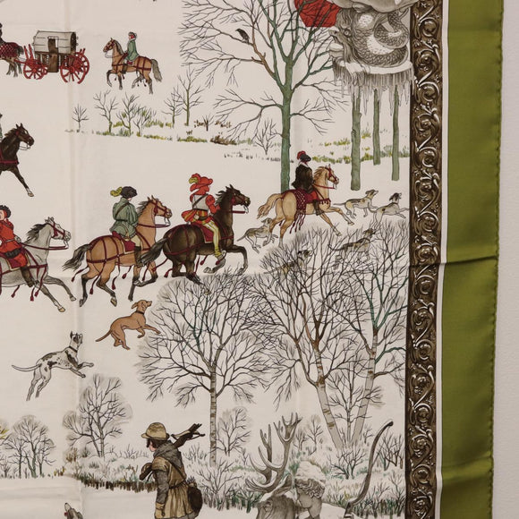 HERMES Carre 90 Scarf Silk Green Auth BA14512M