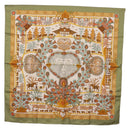 HERMES Carre 90 Scarf ”Decoupages” Silk LIme Green Auth BA14514M-1