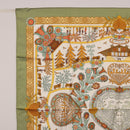 HERMES Carre 90 Scarf ”Decoupages” Silk LIme Green Auth BA14514M-2