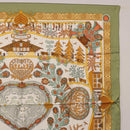 HERMES Carre 90 Scarf ”Decoupages” Silk LIme Green Auth BA14514M-4