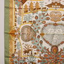 HERMES Carre 90 Scarf ”Decoupages” Silk LIme Green Auth BA14514M-5
