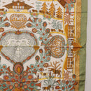 HERMES Carre 90 Scarf ”Decoupages” Silk LIme Green Auth BA14514M-7