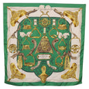 HERMES Carre 90 Scarf ”ETRIERS” Silk Green Auth BA14516-1