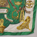 HERMES Carre 90 Scarf ”ETRIERS” Silk Green Auth BA14516-10