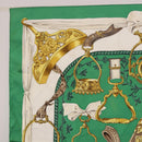 HERMES Carre 90 Scarf ”ETRIERS” Silk Green Auth BA14516-2