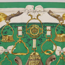 HERMES Carre 90 Scarf ”ETRIERS” Silk Green Auth BA14516-3