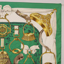 HERMES Carre 90 Scarf ”ETRIERS” Silk Green Auth BA14516-4