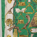 HERMES Carre 90 Scarf ”ETRIERS” Silk Green Auth BA14516-5