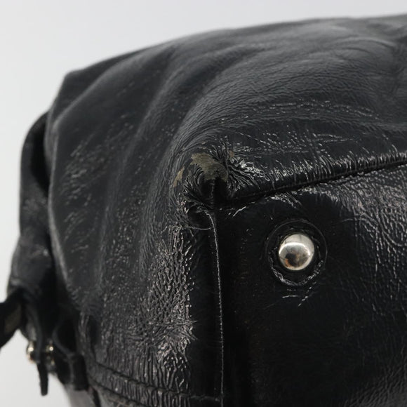 SAINT LAURENT Hand Bag Patent Leather Black Silver 208315 Auth BA14519