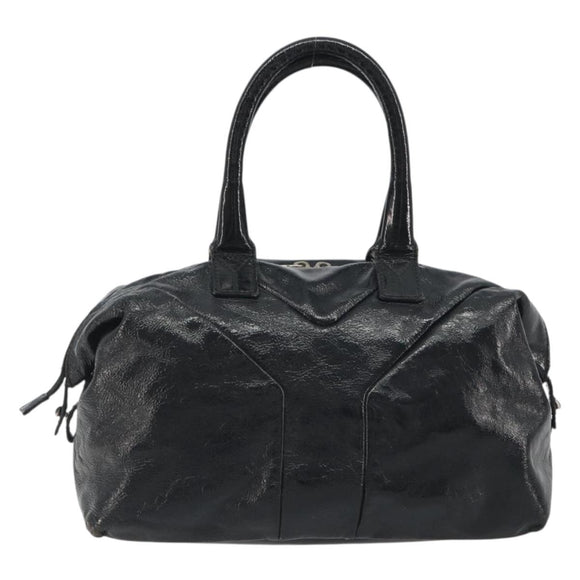 SAINT LAURENT Hand Bag Patent Leather Black Silver 208315 Auth BA14519