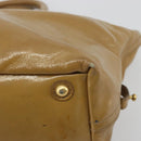 SAINT LAURENT Hand Bag Patent Leather Beige Gold 208315 Auth BA14520-12