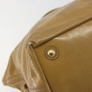 SAINT LAURENT Hand Bag Patent Leather Beige Gold 208315 Auth BA14520-13