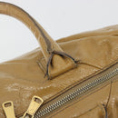 SAINT LAURENT Hand Bag Patent Leather Beige Gold 208315 Auth BA14520-15