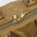 SAINT LAURENT Hand Bag Patent Leather Beige Gold 208315 Auth BA14520-16
