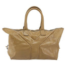 SAINT LAURENT Hand Bag Patent Leather Beige Gold 208315 Auth BA14520-2