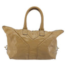 SAINT LAURENT Hand Bag Patent Leather Beige Gold 208315 Auth BA14520-3
