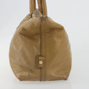 SAINT LAURENT Hand Bag Patent Leather Beige Gold 208315 Auth BA14520-5