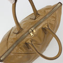 SAINT LAURENT Hand Bag Patent Leather Beige Gold 208315 Auth BA14520-6