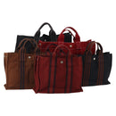 HERMES Fourre Tout Hand Bag cotton 5 Set Black Red Navy Auth BA14521-1