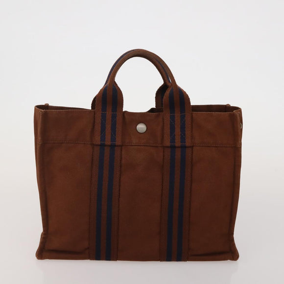 HERMES Fourre Tout Hand Bag cotton 5 Set Black Red Navy Auth BA14521